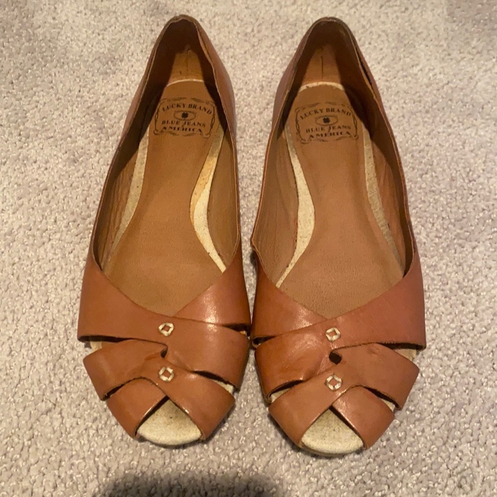 Lucky Brand Tan Leather Flats 8 1/2